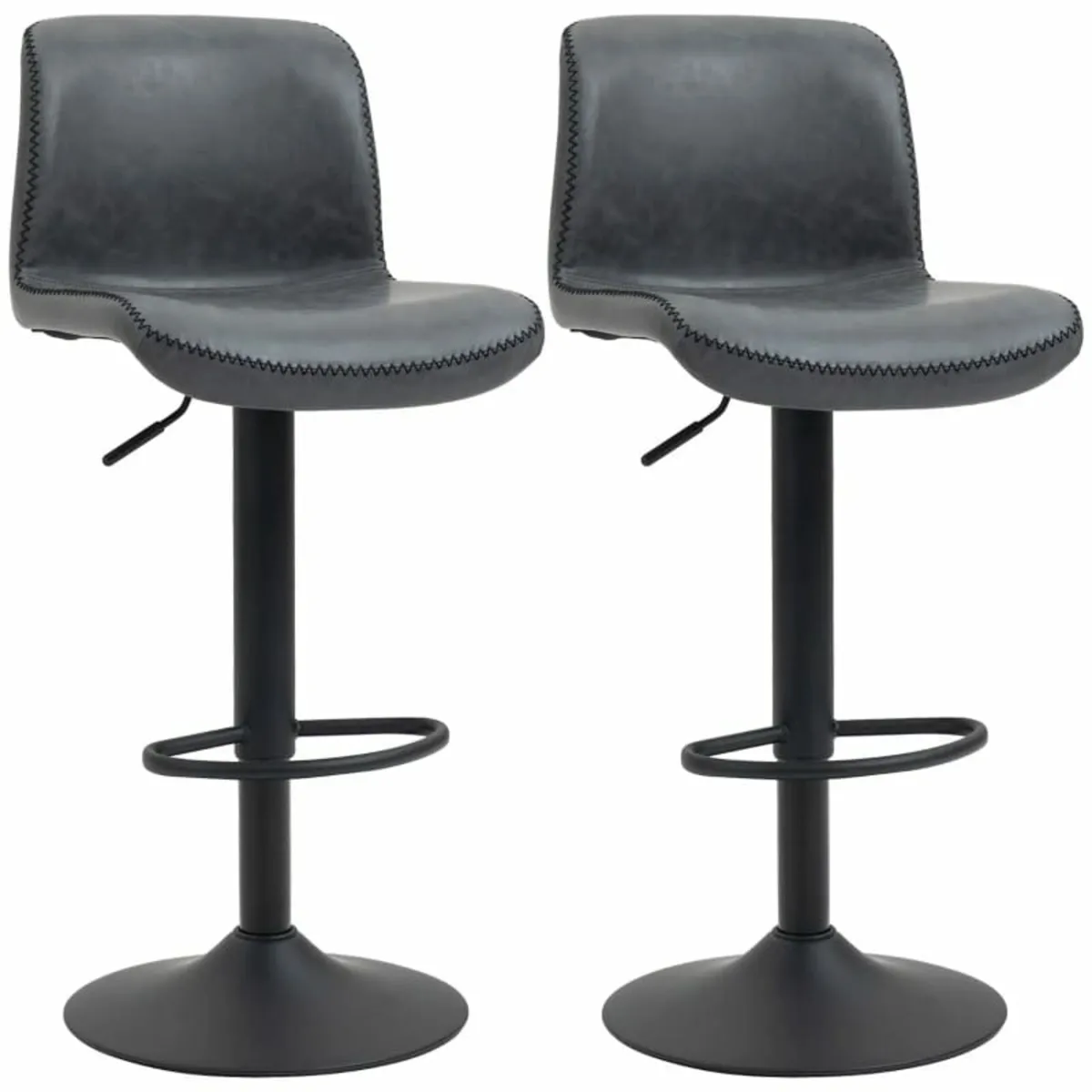 Set of 2 Bar Stool Adjustable Height Swivel Footre - Image 3