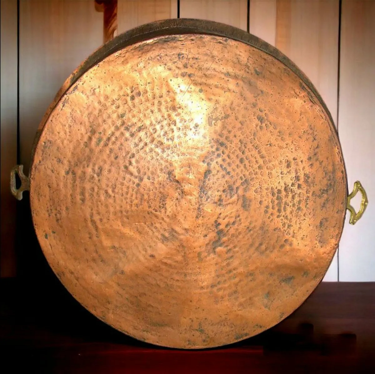 Large Vintage Copper Pan with Brass Handles - Image 3