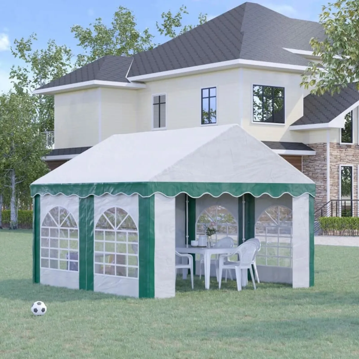 4 x 4m Garden Gazebo with Sides, Galvanised Marque