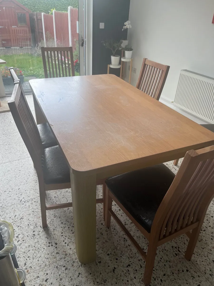 5ft  kitchen table and 5 chairs (some wear & tear) - Image 1
