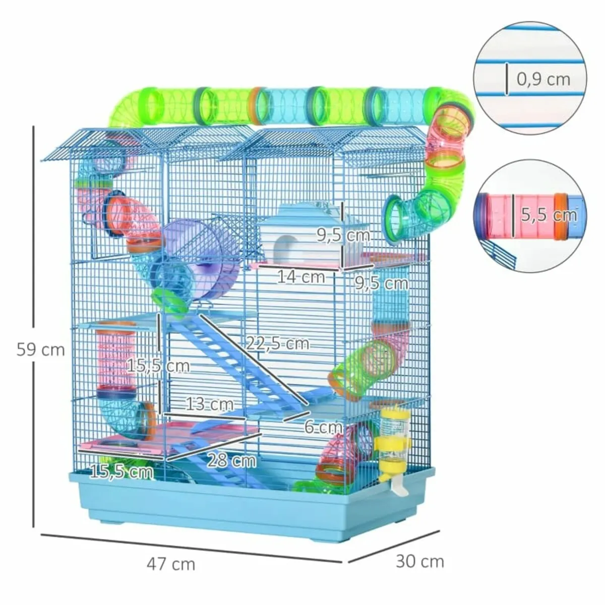 5 Tier Hamster Cage Carrier Habitat with Exercise - Image 2