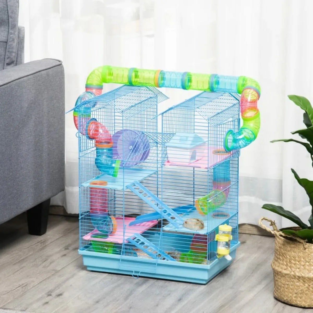 5 Tier Hamster Cage Carrier Habitat with Exercise - Image 3