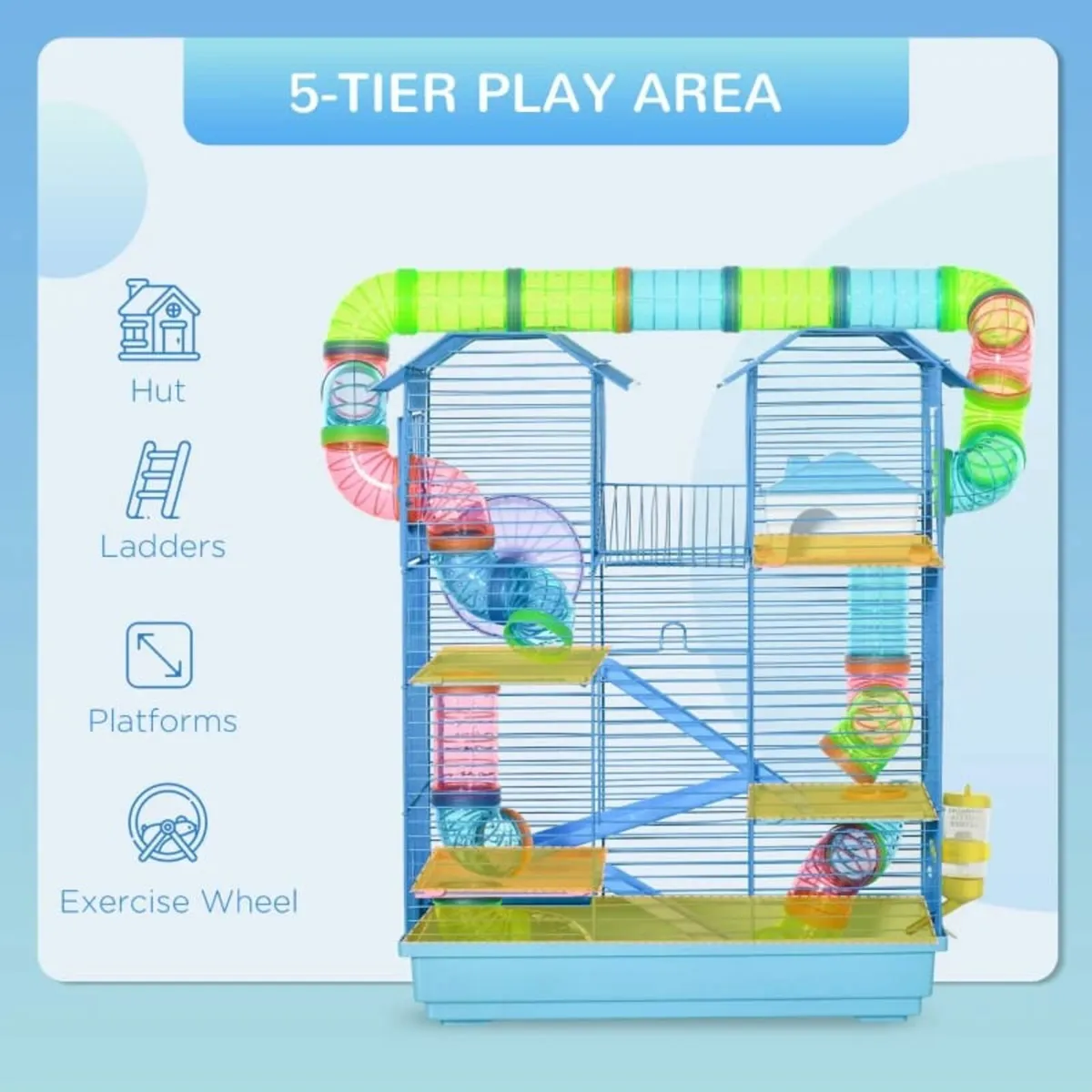 5 Tier Hamster Cage Carrier Habitat with Exercise - Image 4