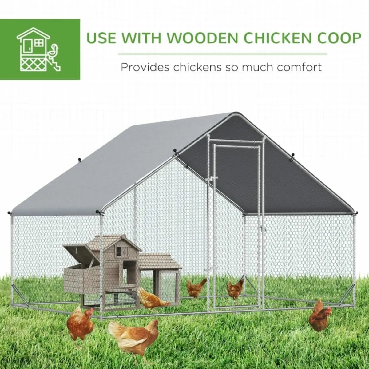 Walk In Chicken Run Galvanized Chicken Coop Hen Po - Image 2