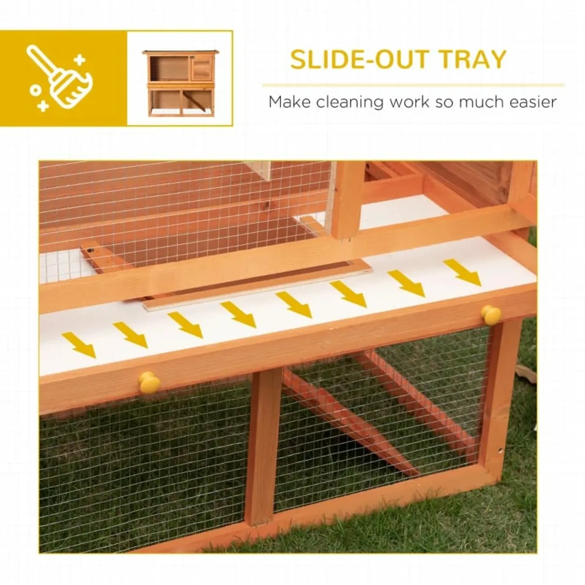 Wooden 90cm 2 Tiers Rabbit Hutch - Image 4