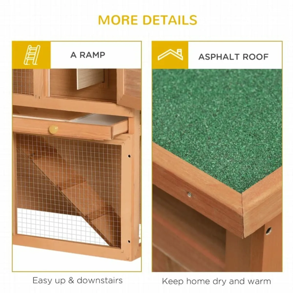 Wooden 90cm 2 Tiers Rabbit Hutch - Image 3