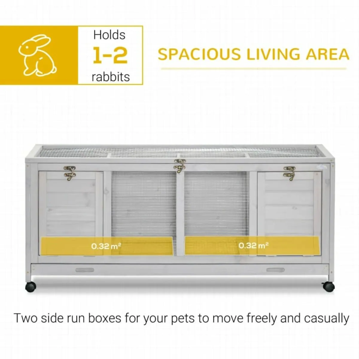 Rabbit Hutch, Mobile Guinea Pig Cage, Separable Bu - Image 3