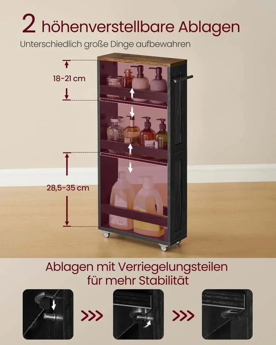 Narrow Trolley with Four Tiers and Handle - Image 3