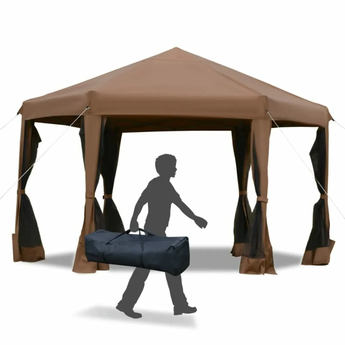 3.2m Pop Up Gazebo Hexagonal Canopy Tent Outdoor M - Image 1