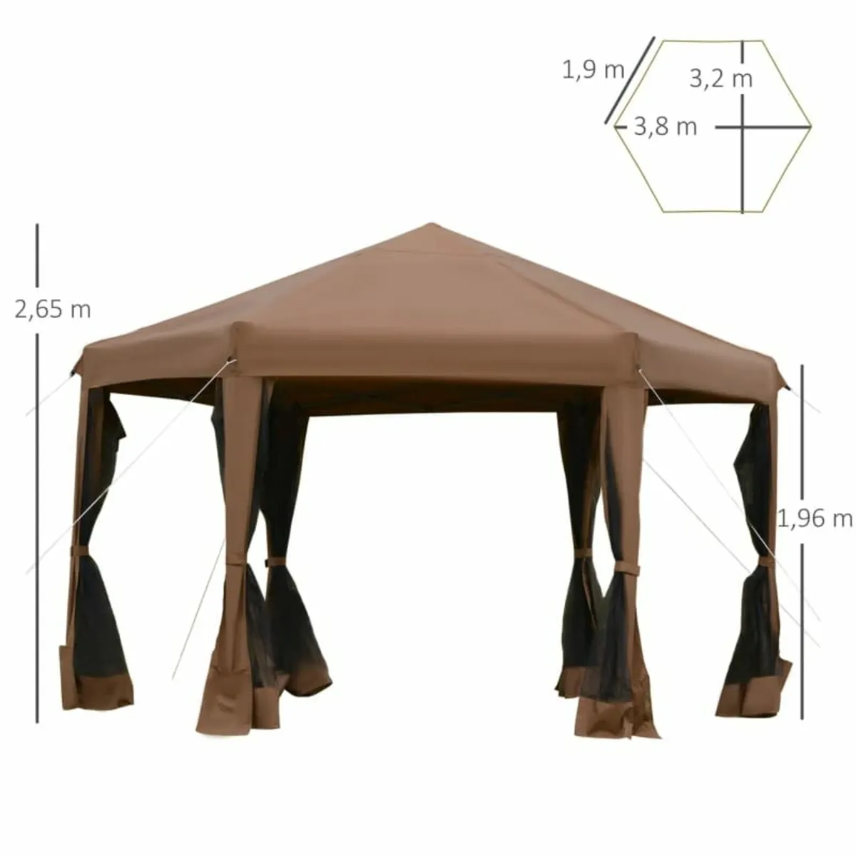 3.2m Pop Up Gazebo Hexagonal Canopy Tent Outdoor M - Image 2
