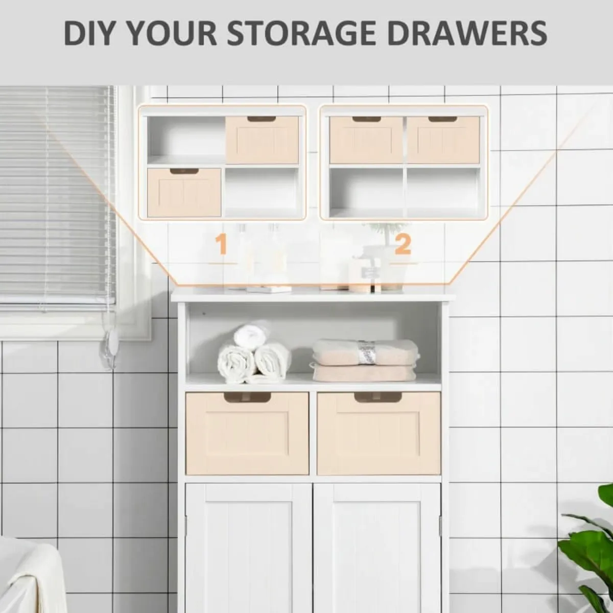 Bathroom Cabinet, Free Standing Bathroom Storage C - Image 2