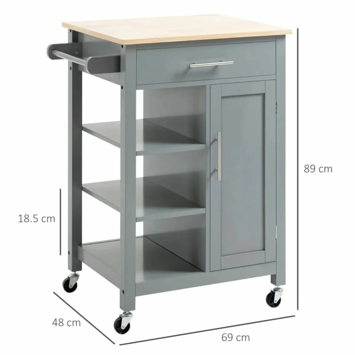 Compact Kitchen Trolley Utility Cart on Wheels wit - Image 2