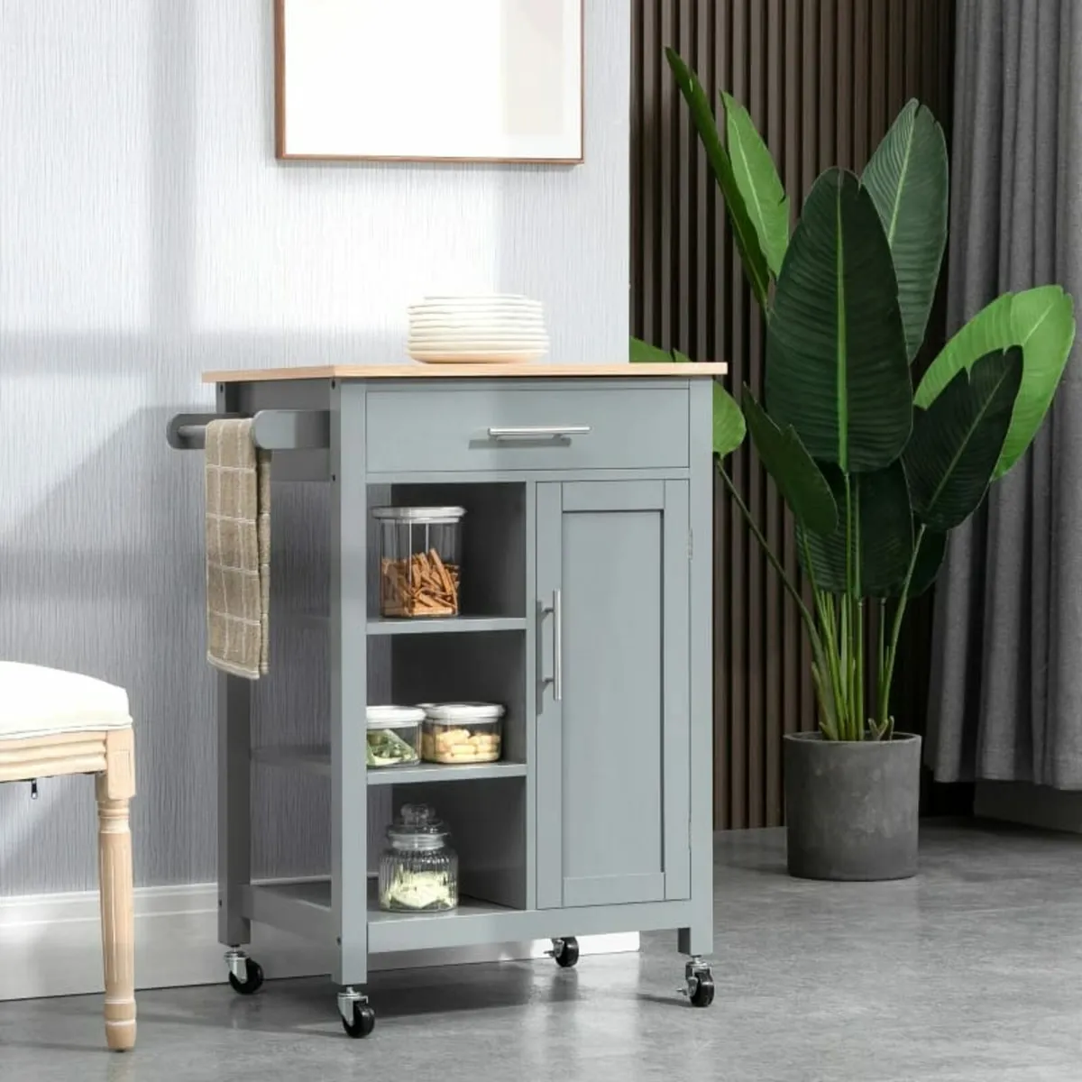 Compact Kitchen Trolley Utility Cart on Wheels wit - Image 3