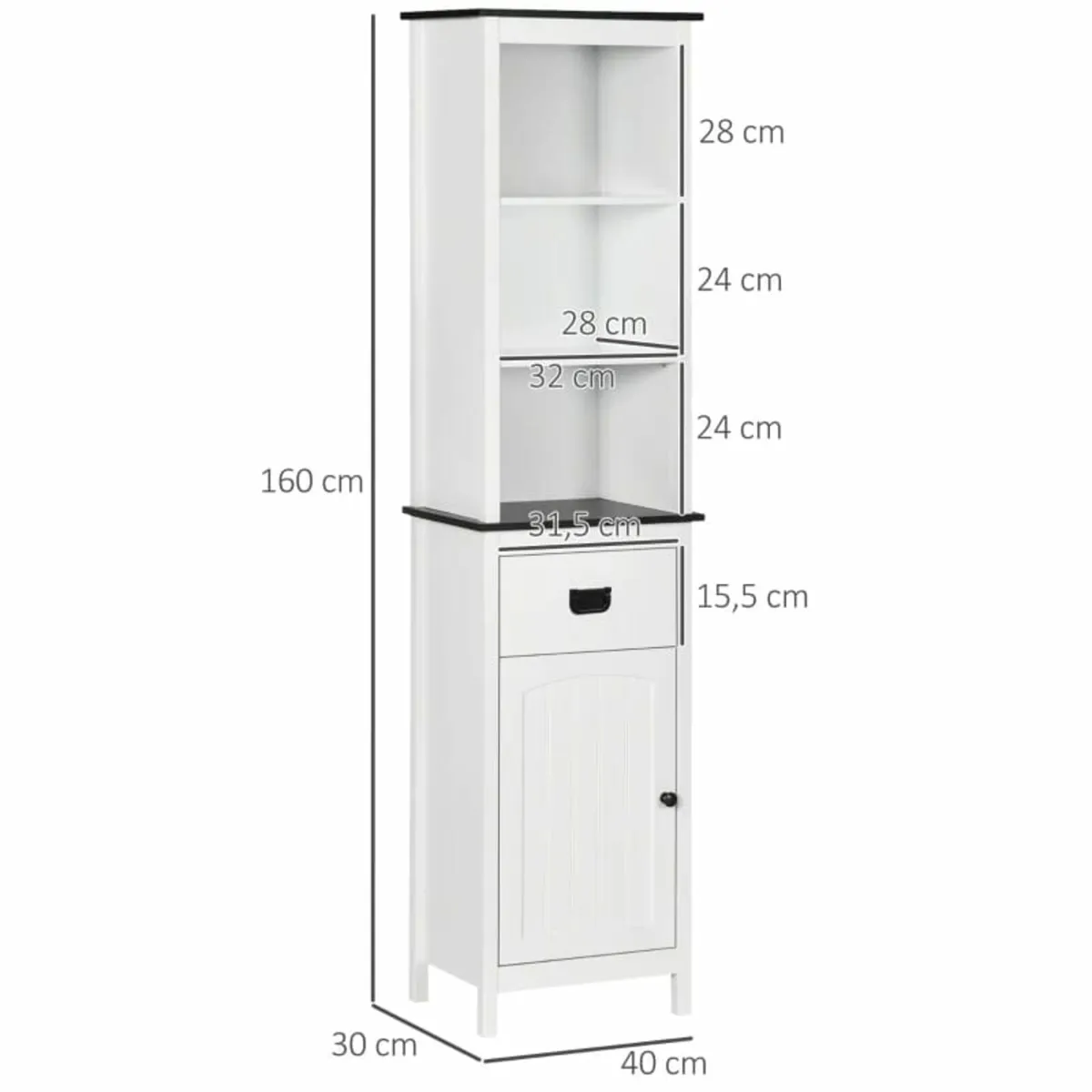 Tall Bathroom Cabinet, Freestanding Tallboy Storag - Image 2