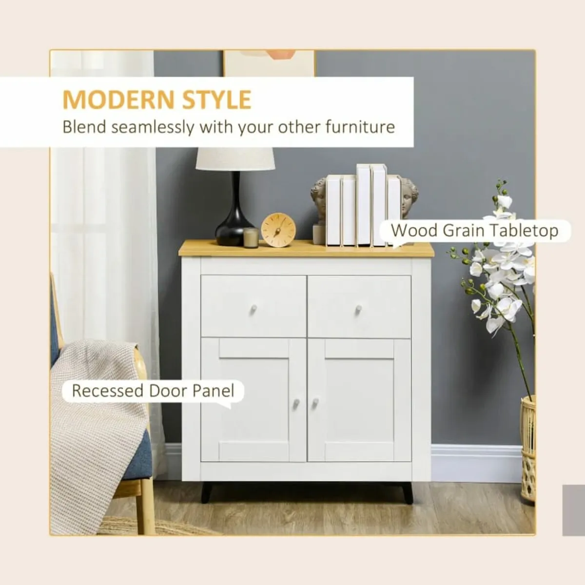Sideboard Storage Cabinet, Modern Kitchen Cupboard - Image 4
