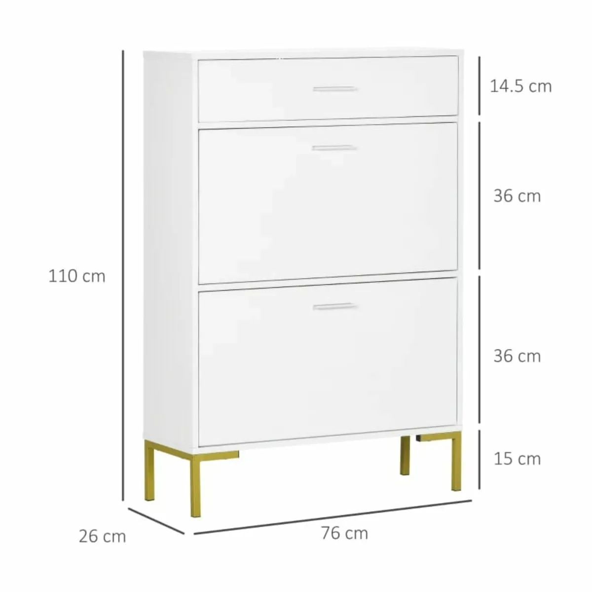 Three Drawer Slim Shoe Storage Cabinet, 12 Shoe Pa - Image 2