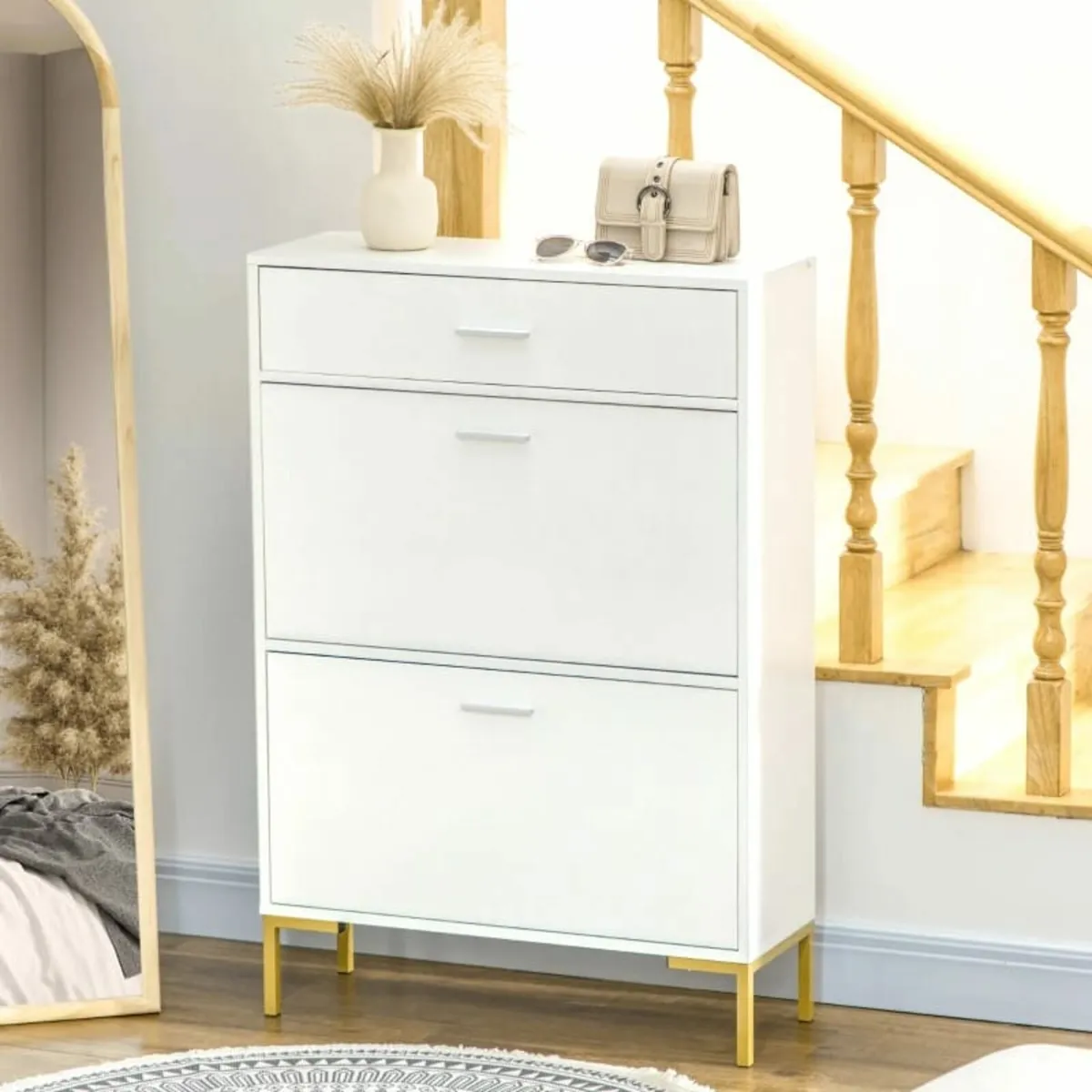 Three Drawer Slim Shoe Storage Cabinet, 12 Shoe Pa - Image 3