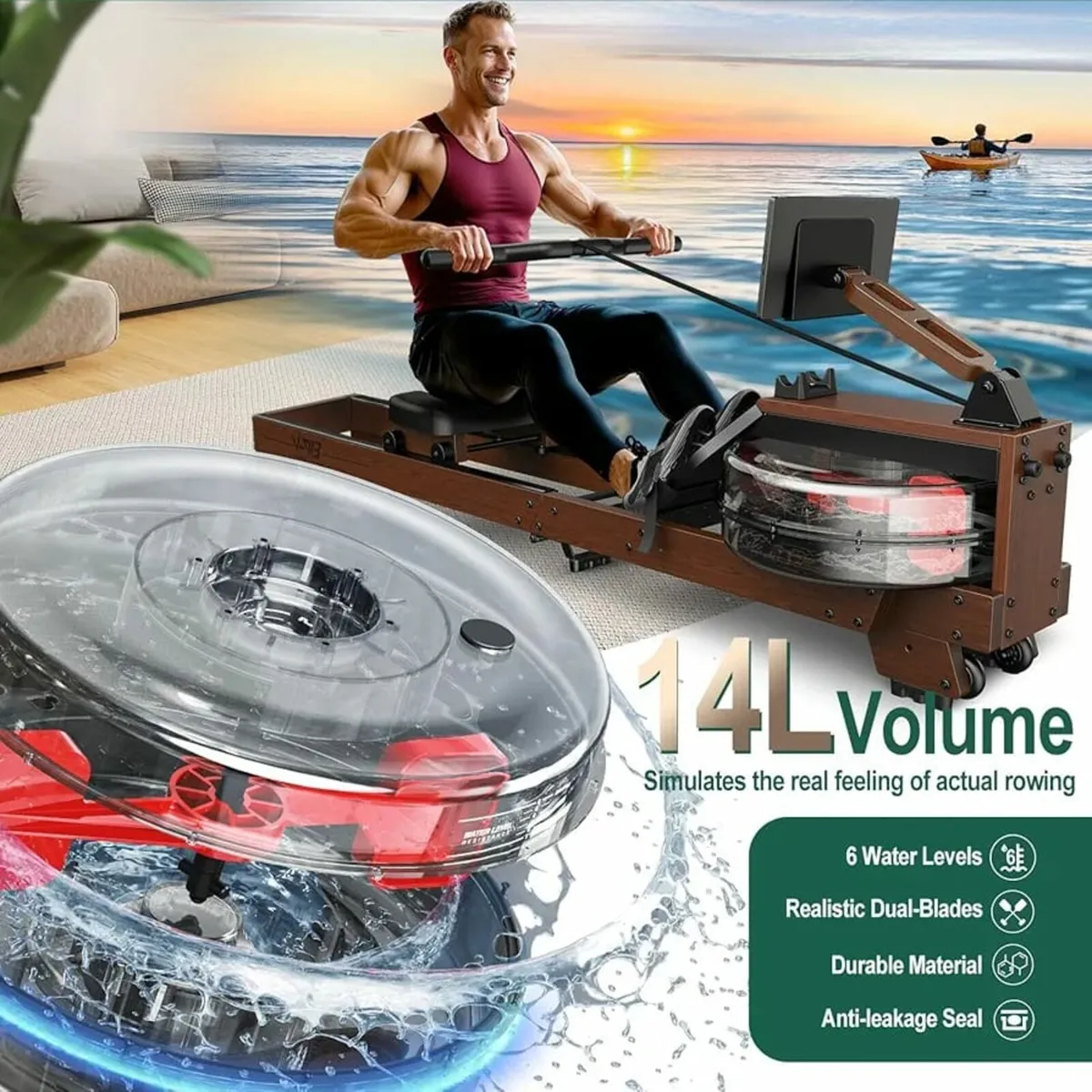 Machine for Home Gym, Rower Machines with 6-level - Image 2