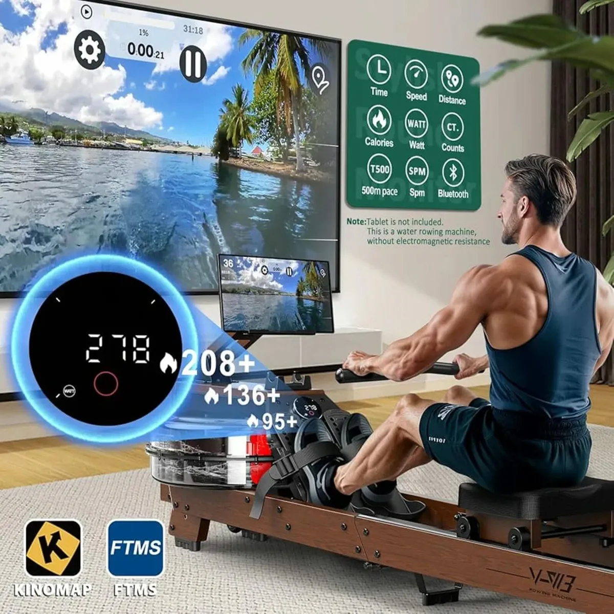 Machine for Home Gym, Rower Machines with 6-level - Image 4