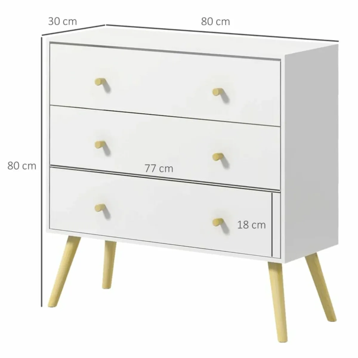 Chest of Drawers, 3-Drawer Storage Organiser Unit - Image 2