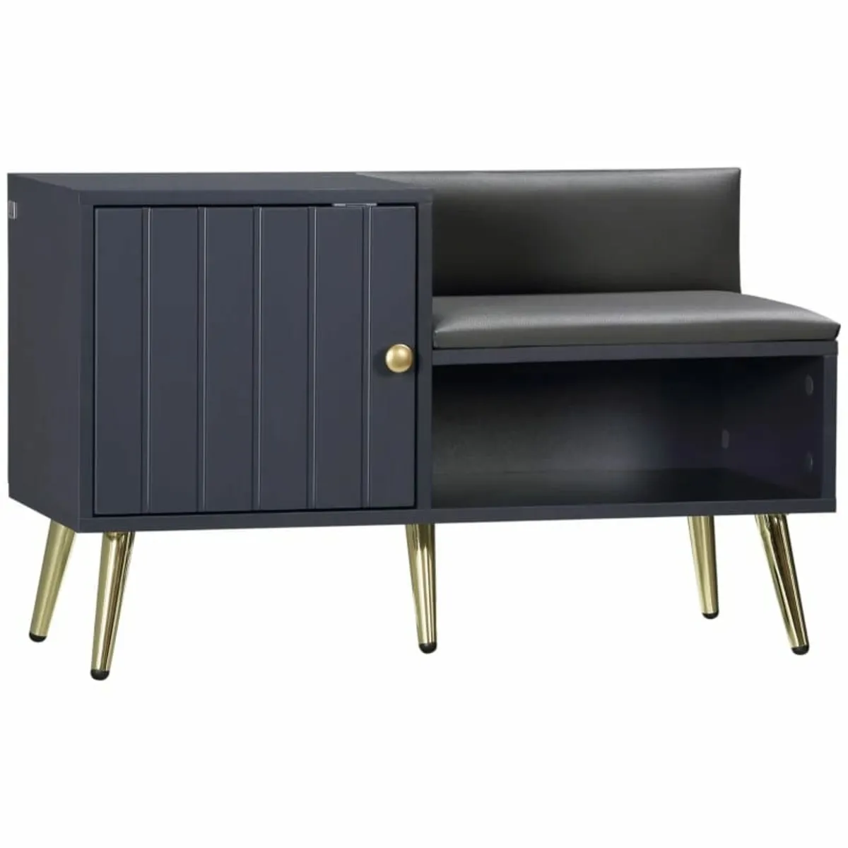 Shoe Storage Unit, with Padded Seat - Grey - Image 1
