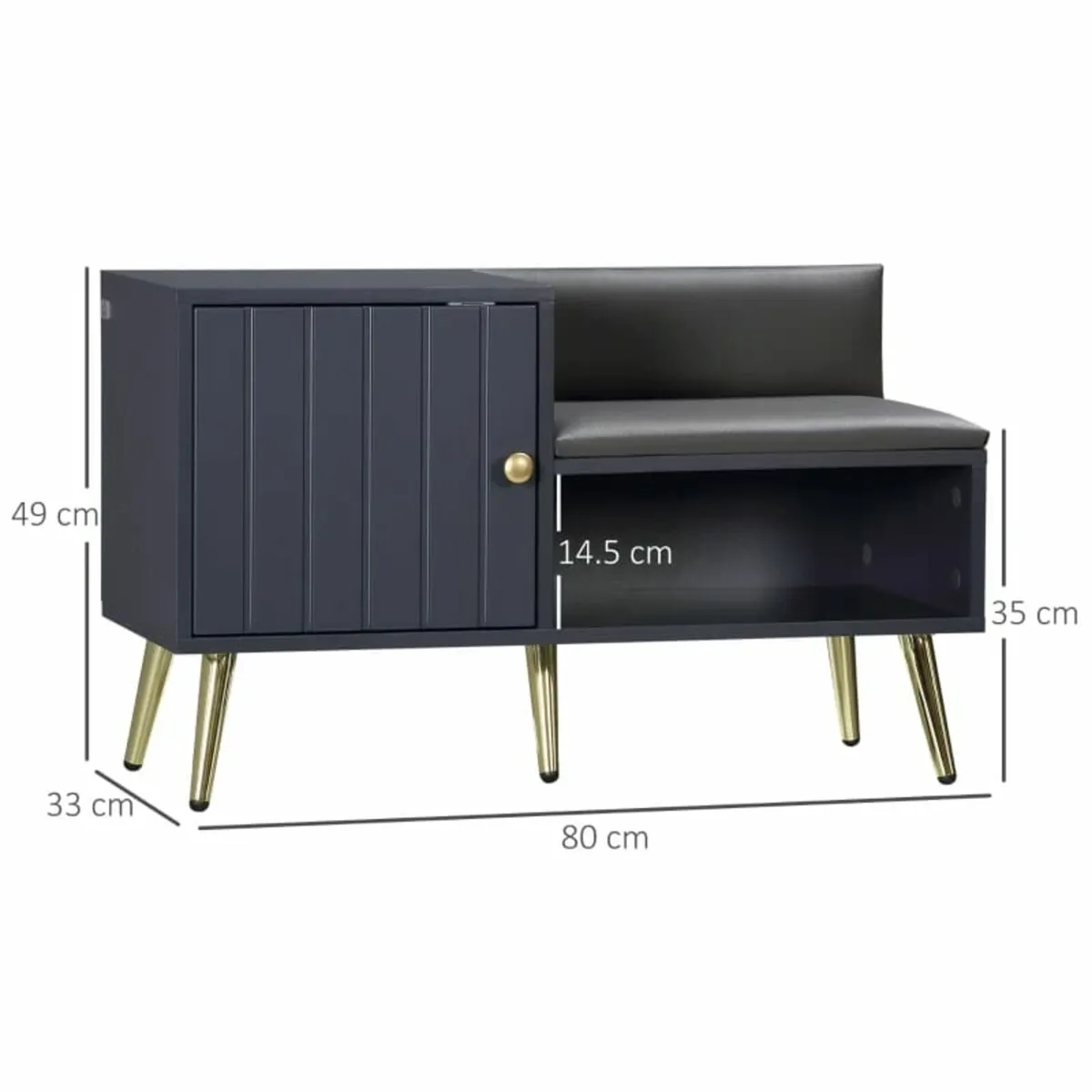 Shoe Storage Unit, with Padded Seat - Grey - Image 2
