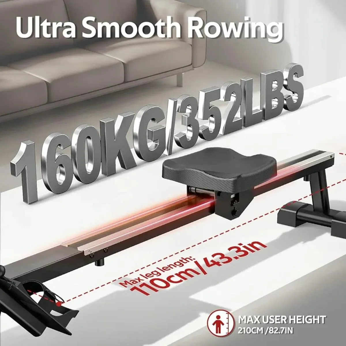 Rowing Machine for Home Gym, Rower Machines with 6 - Image 3