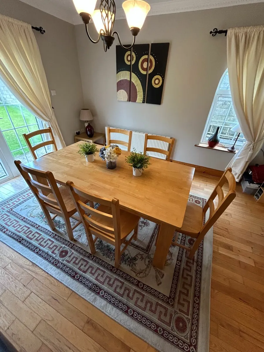 Solid Wood Dining Table & 6 Chairs - Image 1