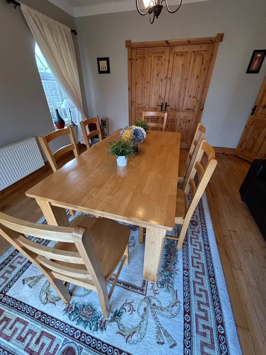 Solid Wood Dining Table & 6 Chairs - Image 3