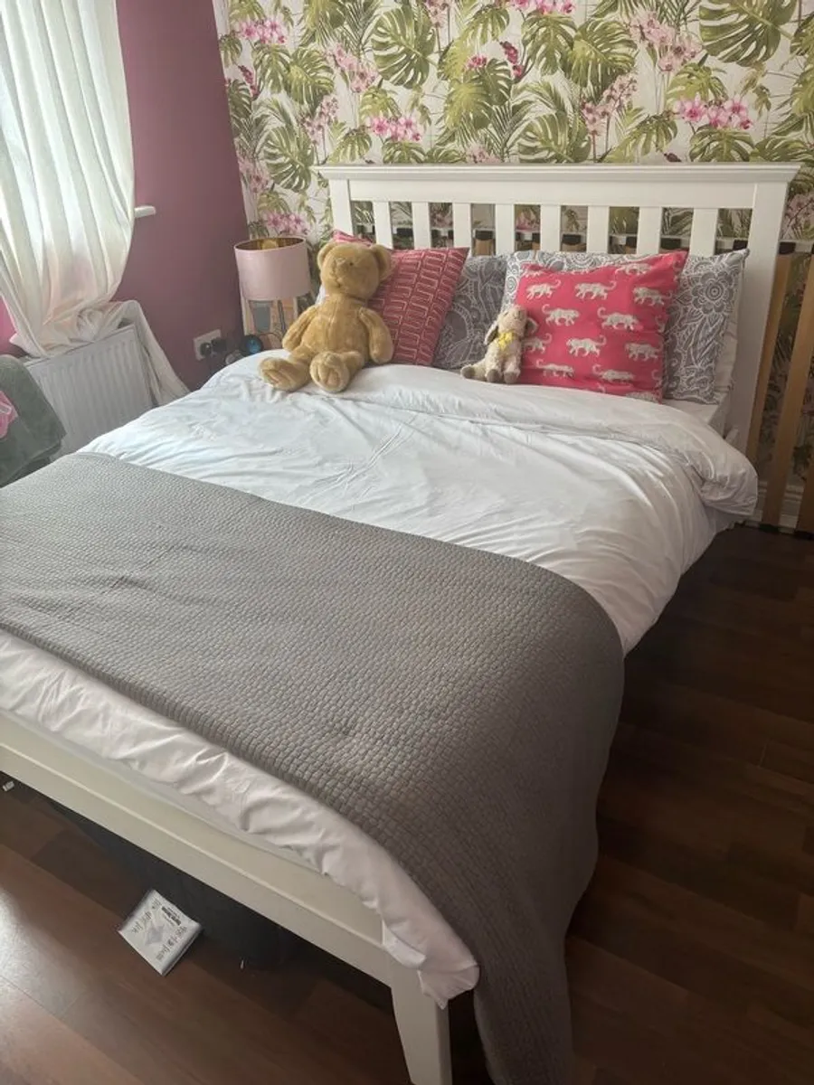 White Wooden Double Bed Frame - Image 1