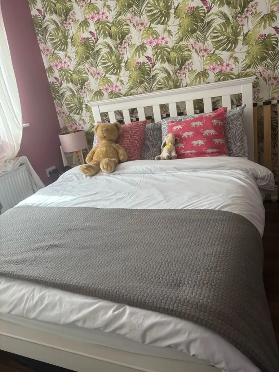 White Wooden Double Bed Frame - Image 3