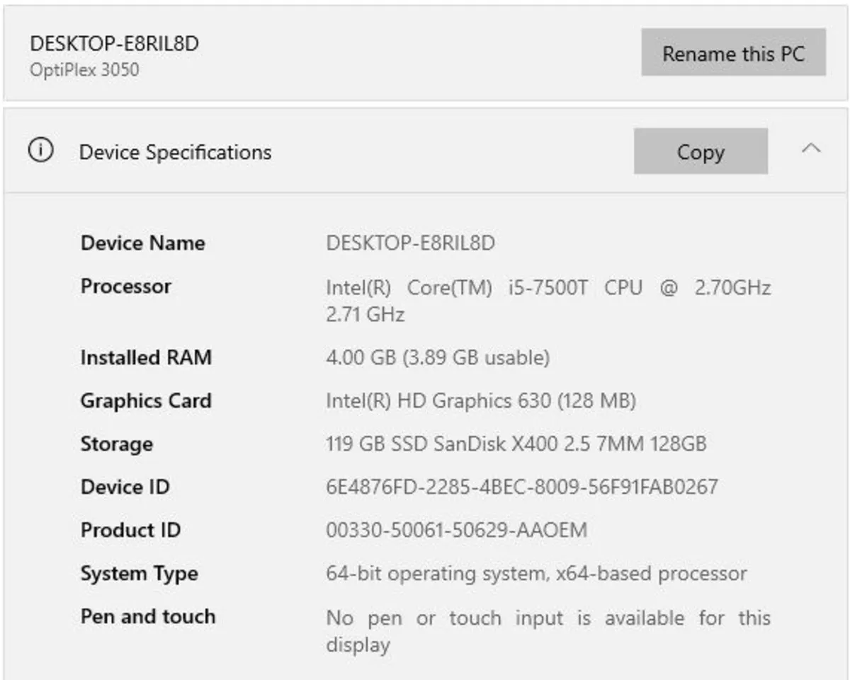 Dell Optiplex 3050 MFF i5/8GB/128SSD/Win 10 Pro - Image 2
