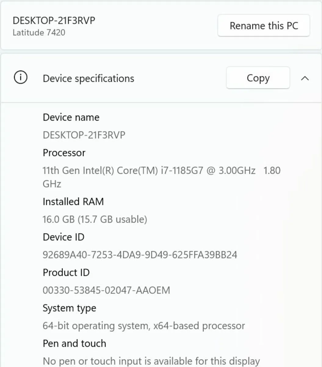 Dell Latitude 7420 i7/16gb/500ssd/win11 - Image 2