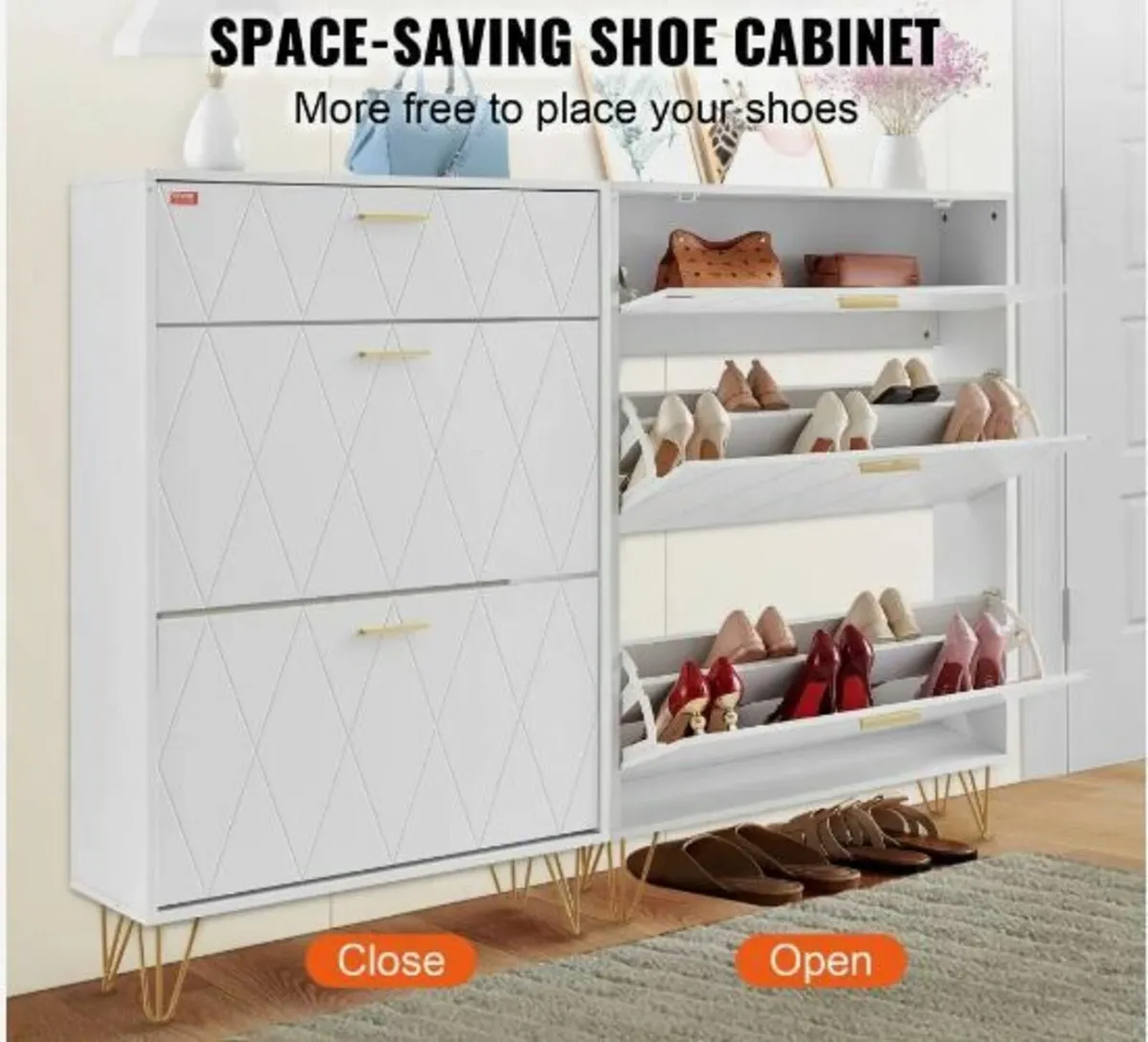 Shoe Cabinet with 3 Flip Drawers Shoe - Image 4