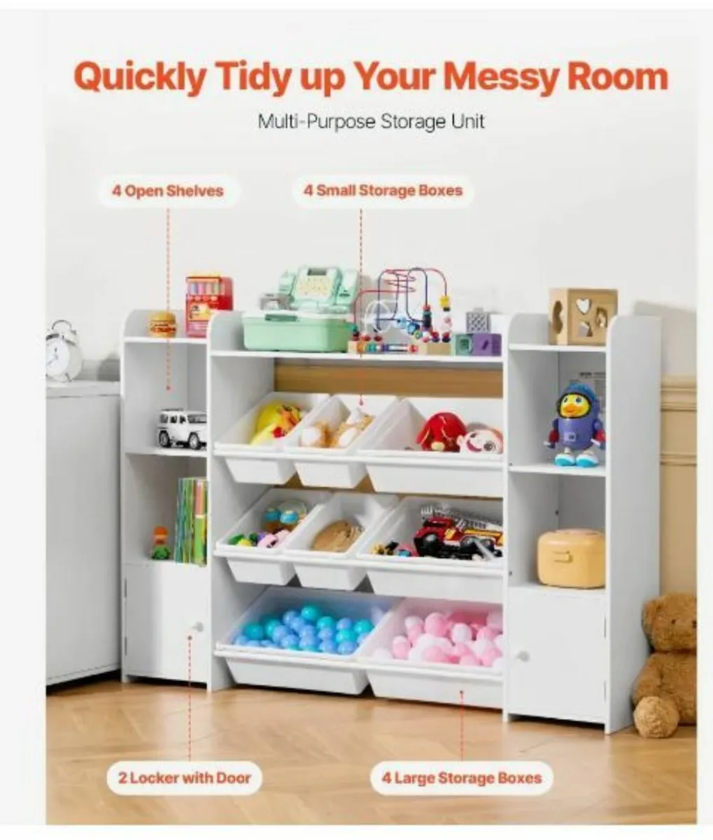 4-Tier Large Kids Toy Storage and Bookshelf - Image 2