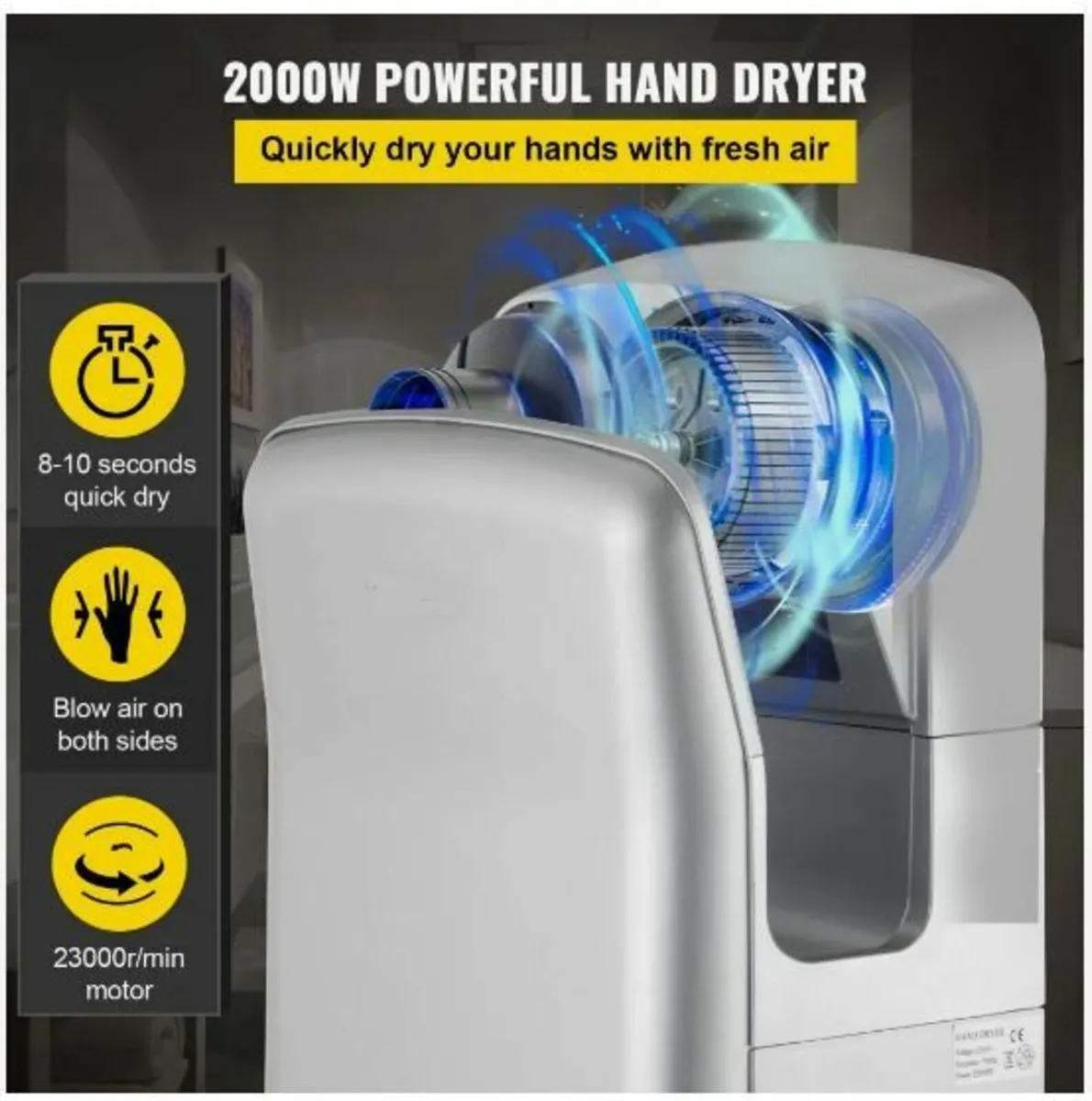 Jet Hand Dryer, Premium Electric Commercial - Image 2
