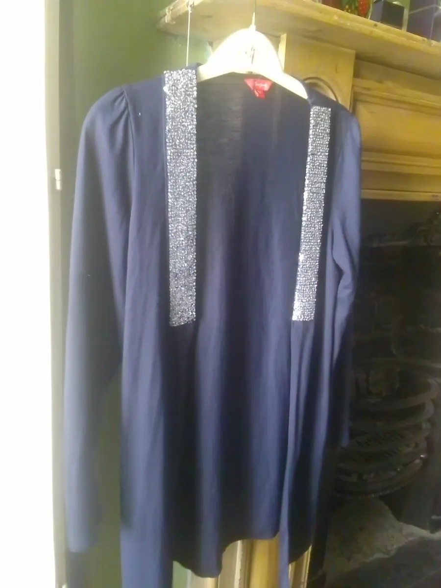 MONSOON NAVY EMBELLISHED FINE KNIT CARDIGAN 12 - Image 3