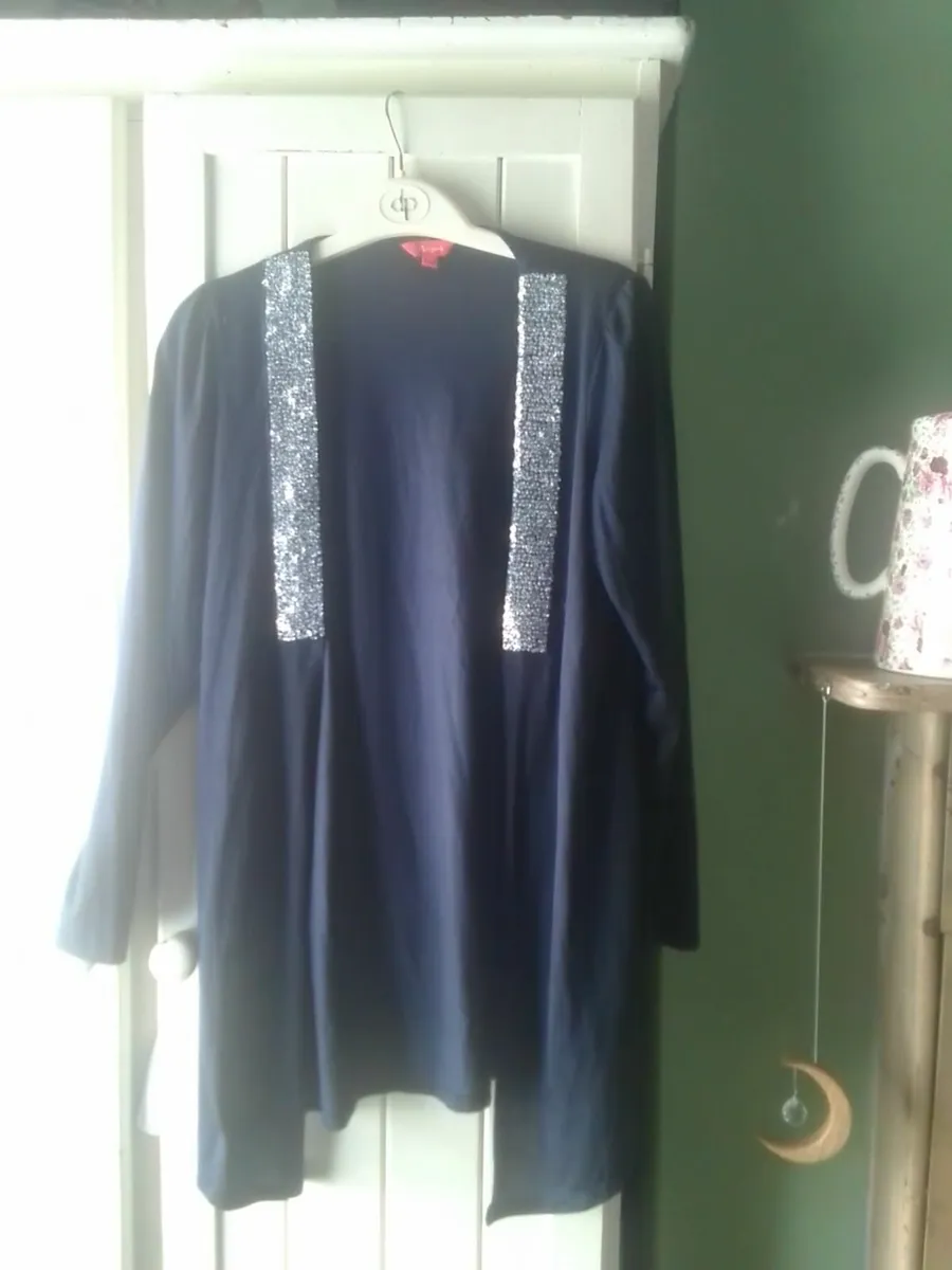 MONSOON NAVY EMBELLISHED FINE KNIT CARDIGAN 12 - Image 1