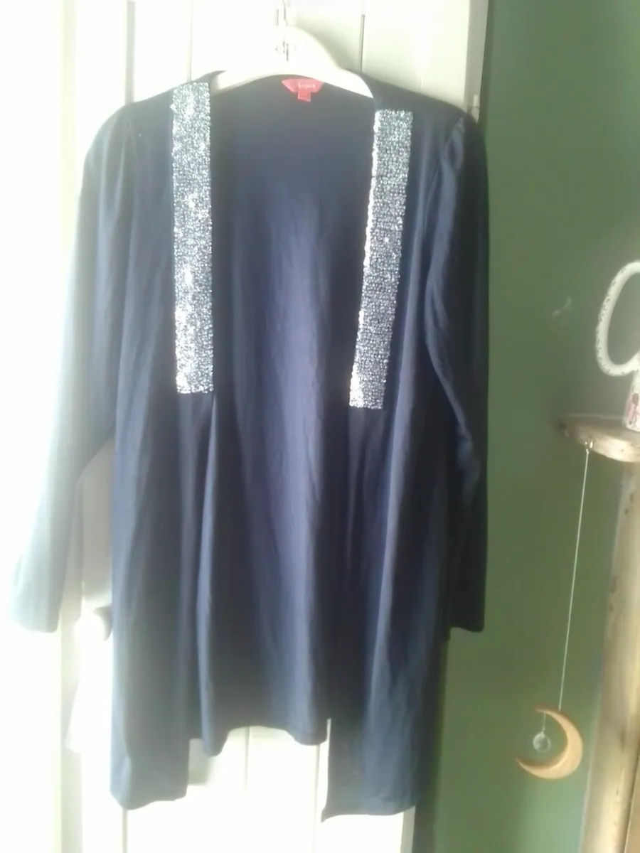 MONSOON NAVY EMBELLISHED FINE KNIT CARDIGAN 12 - Image 4