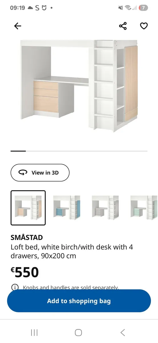 Loft bed frame w desk and storage, - Image 1