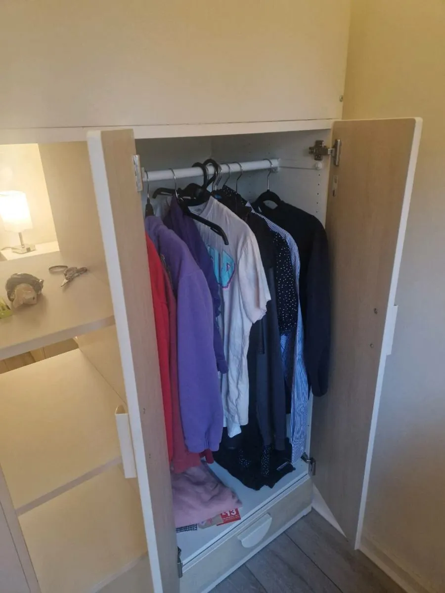 Loft bed frame w desk and storage, - Image 3