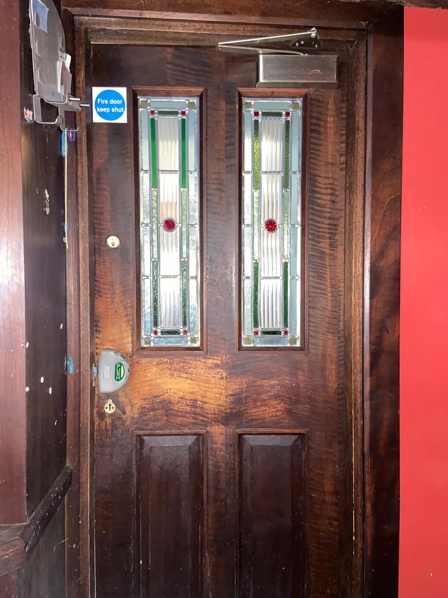 Solid Wood Door with Stained Glass