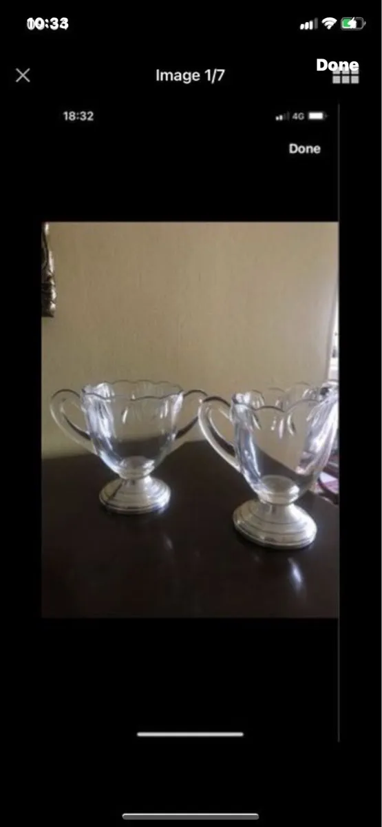 Antique Silver Footed Sugar & Milk Bowls - Image 1