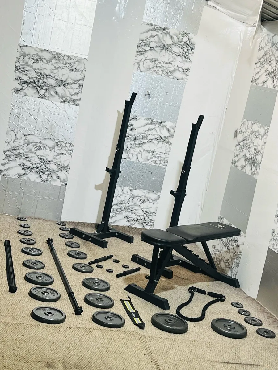 STEEL WEIGHTS BENCH FREE RACK STANDS BAR DUMBBELLS - Image 3