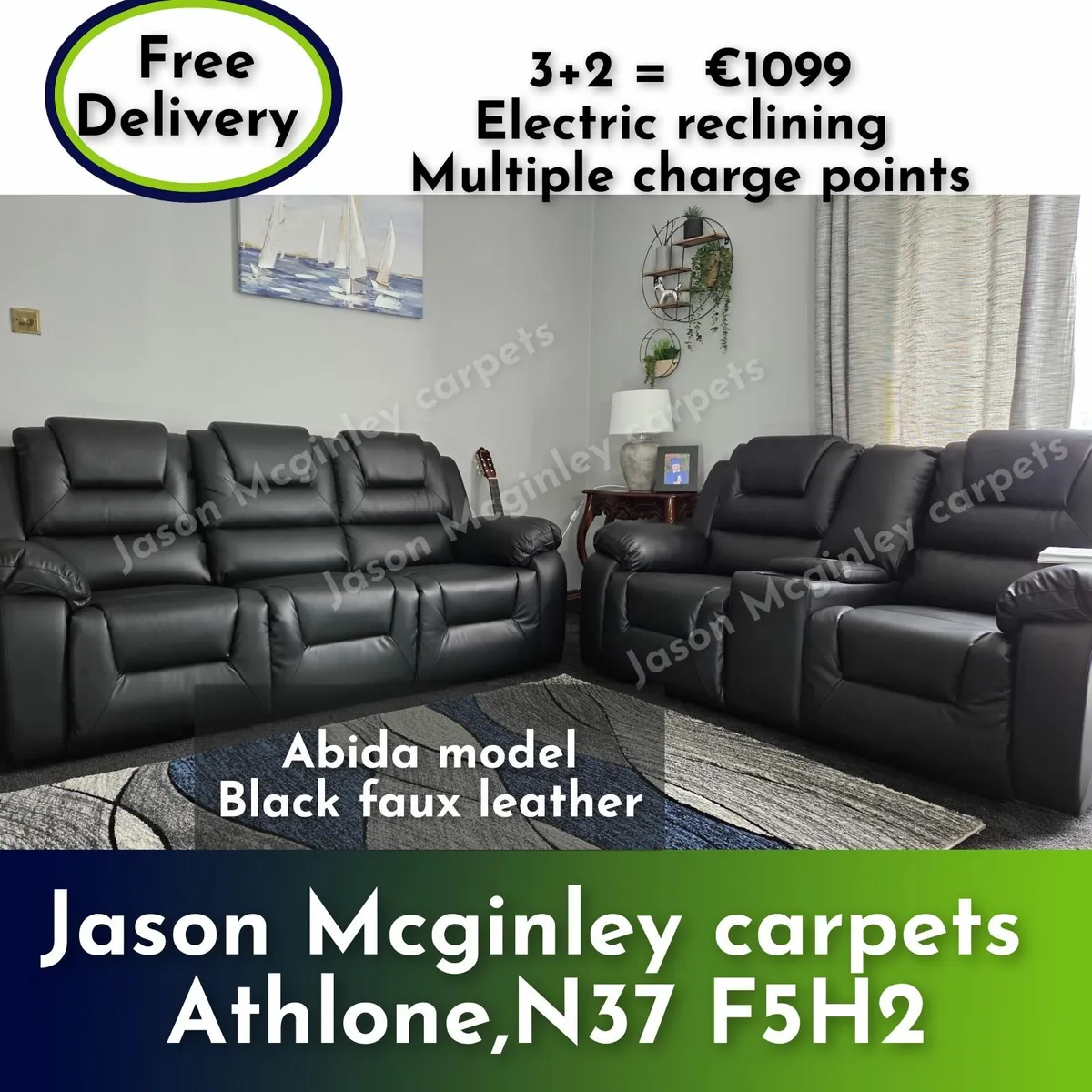 NEW Living Room Sofa - Abida electric recliner - Image 1