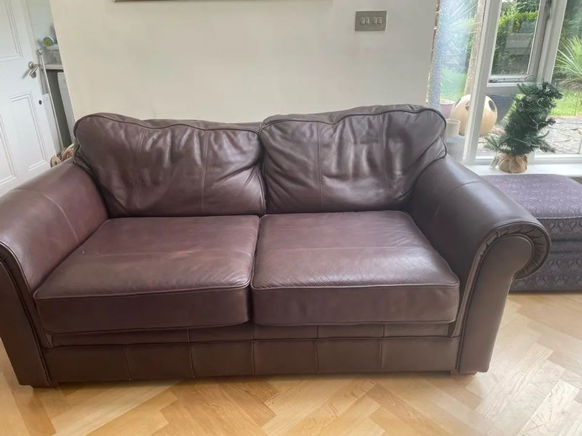 sofa - brown leather two seater - M&S all labels and tags intact