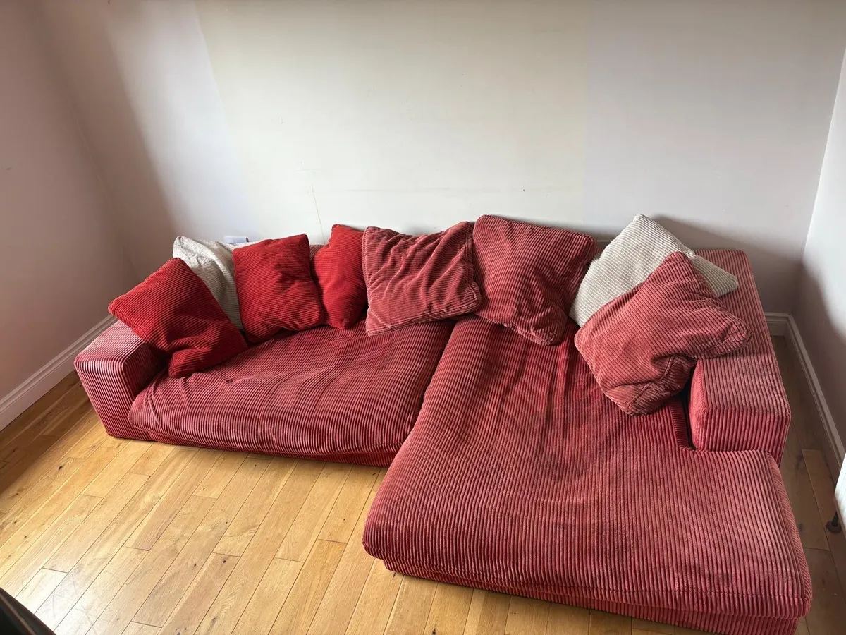 Dark Red Couch and cushions - Image 1