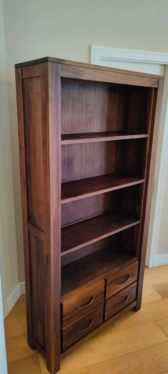 Solid Walnut Large 4 Drawer Bookcase - Image 1