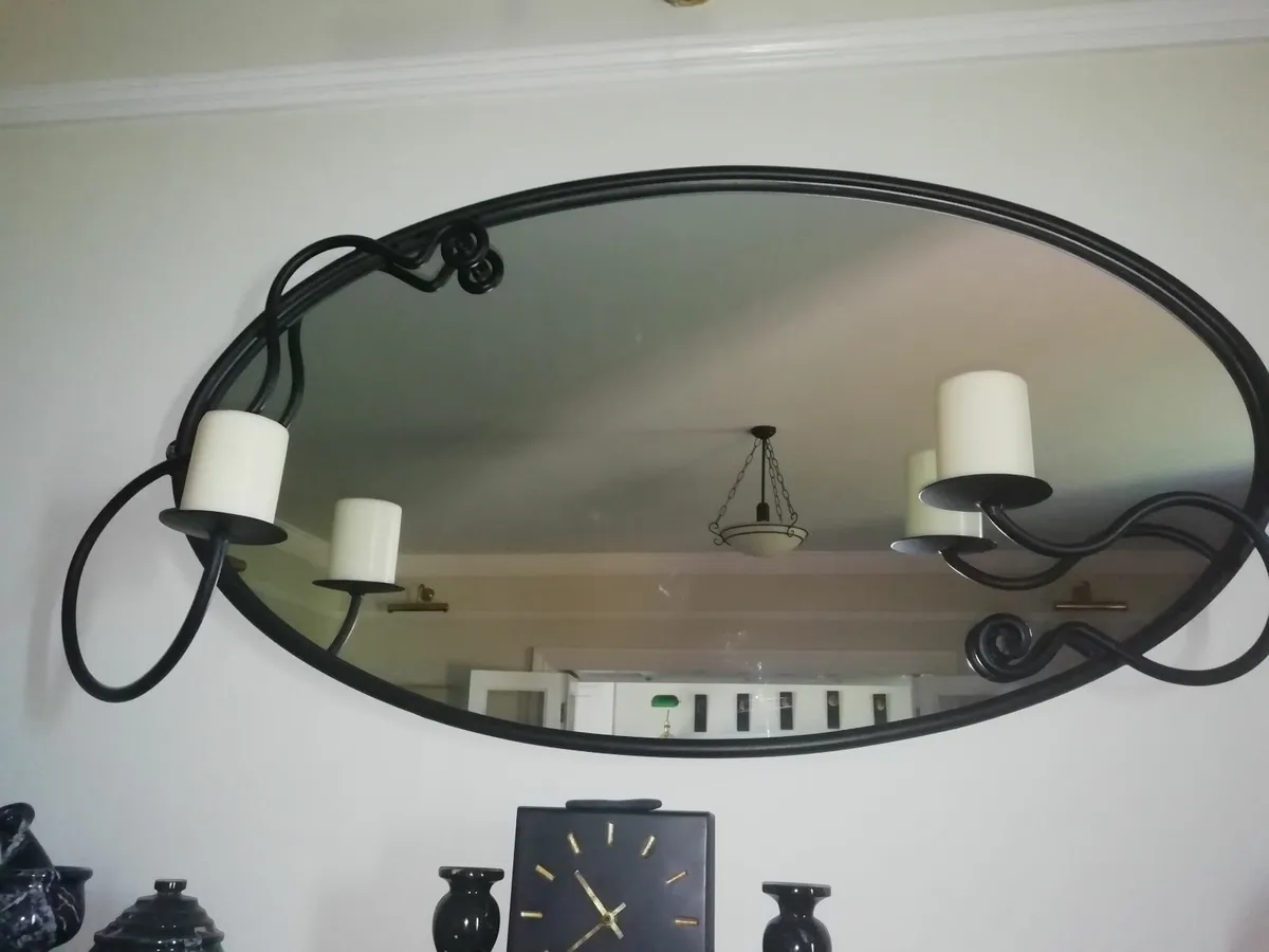 Oval Mirror with candlestick holders