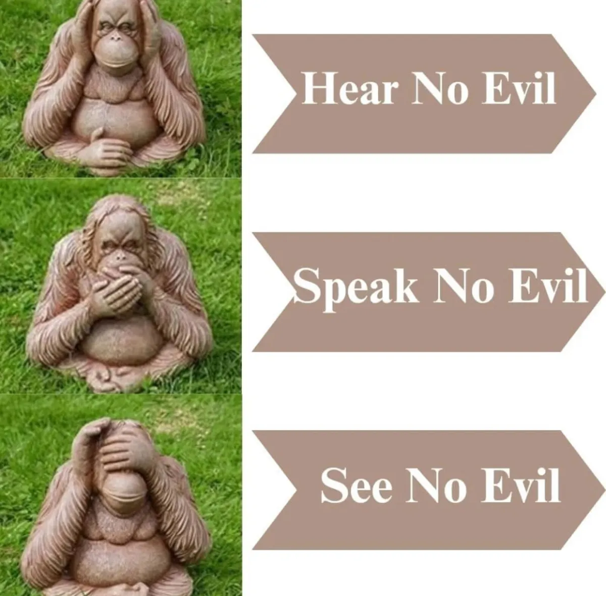 NEW 3 Wise Monkeys Garden Ornaments - Image 1